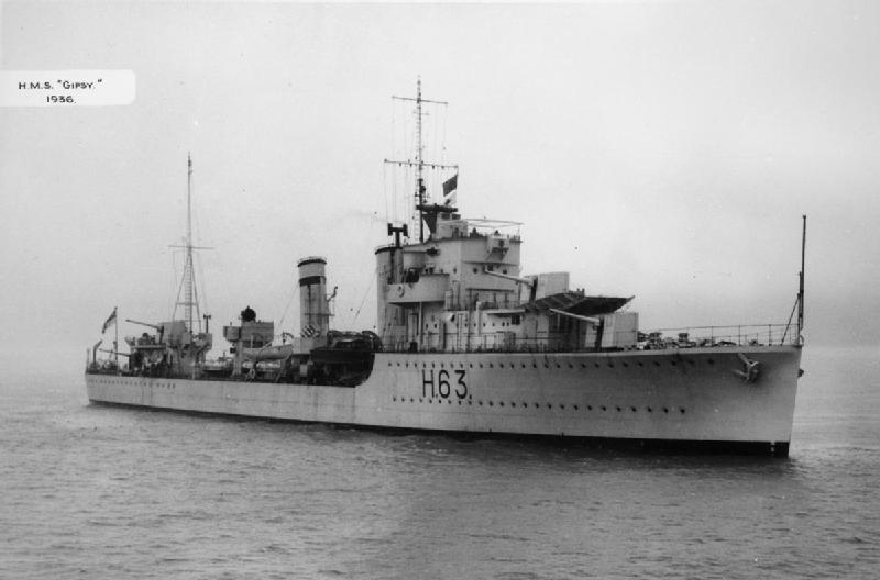 駆逐艦『ジプシー(喪失：1939年11月21日・場所：ハリッジ沖・原因：触雷)』のご紹介