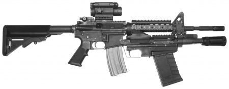 ショットガン『M4A1カービン(M26MASS装着)-5.56x45mmNATO (M26 Modular Accessory Shotgun System)』(コルト/アメリカ)のご紹介