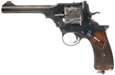 【ウェブリー-Fosbery自動リボルバー】(Webley-Fosbery Automatic Revolver・リボルバー・1901～1915年・0.455・装弾数：6)のご紹介