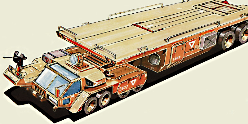 名作アニメ『太陽の牙ダグラム』に登場するコンバットアーマー運搬トレーラーのご紹介