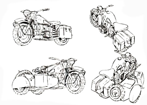 軍用オートバイ(サイドカー)