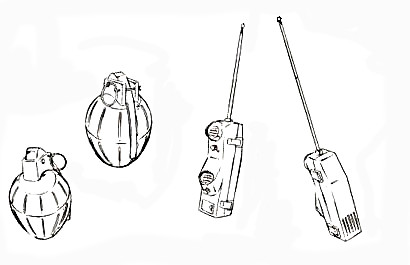 連邦軍ハンディートーキー(携帯用通信機)と手榴弾