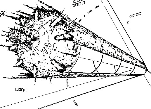 ▼U.C.110年代から建造が始まったフロンティアサイドのスペースコロニー。これは、建築途上にある4基目のシリンダー。既に移民は行なわれている。