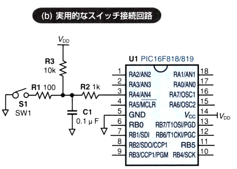 (b)実用的なスイッチ接続回路