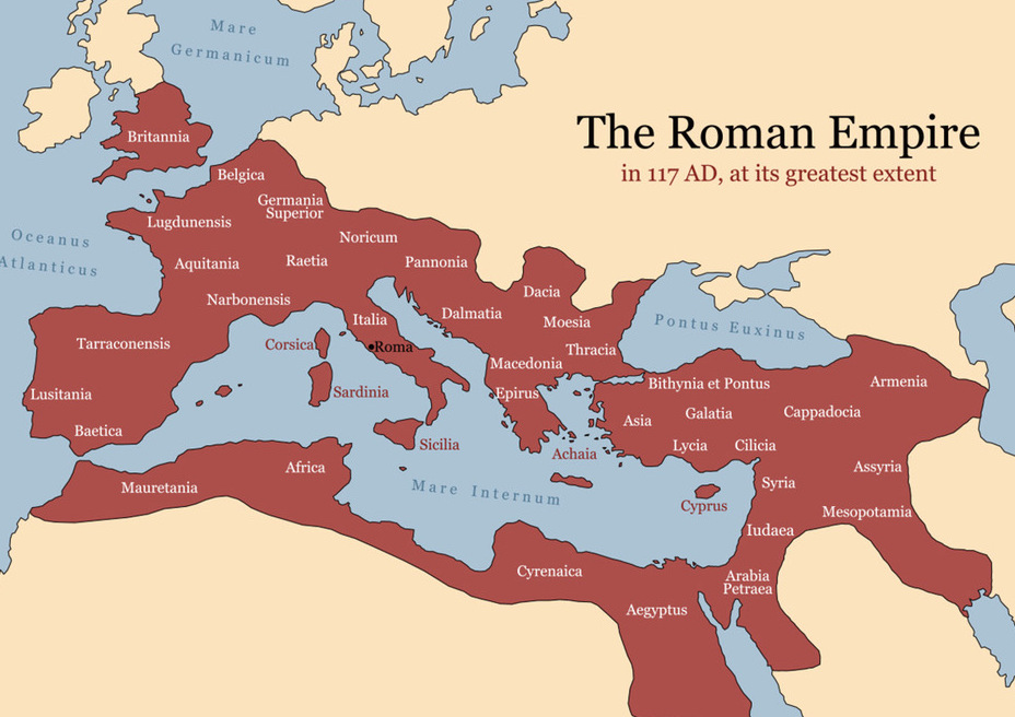 117年当時のローマ帝国の最大版図