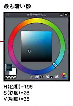 2段階目の影と色相と彩度は同じ。明度だけ下げています。