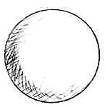 下図の2点は、現実に起こり得る影ですが、これをデッサンで描いた場合、球体の質感が不足ぎみになります。