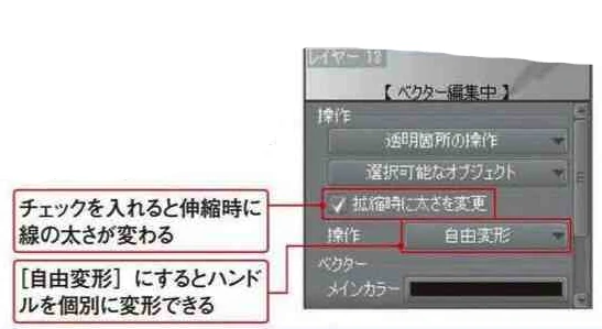 ベクター線を自由変形する