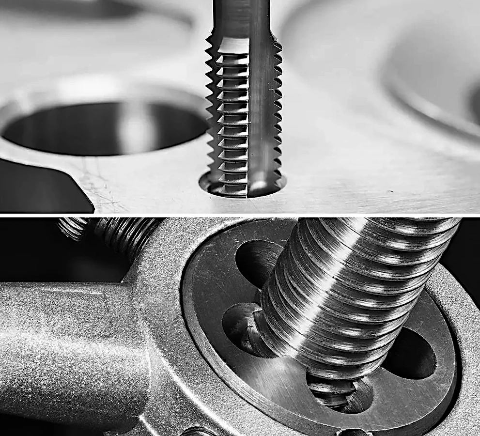 M3ダイス＋M3タップ 内外ねじ加工フロー図