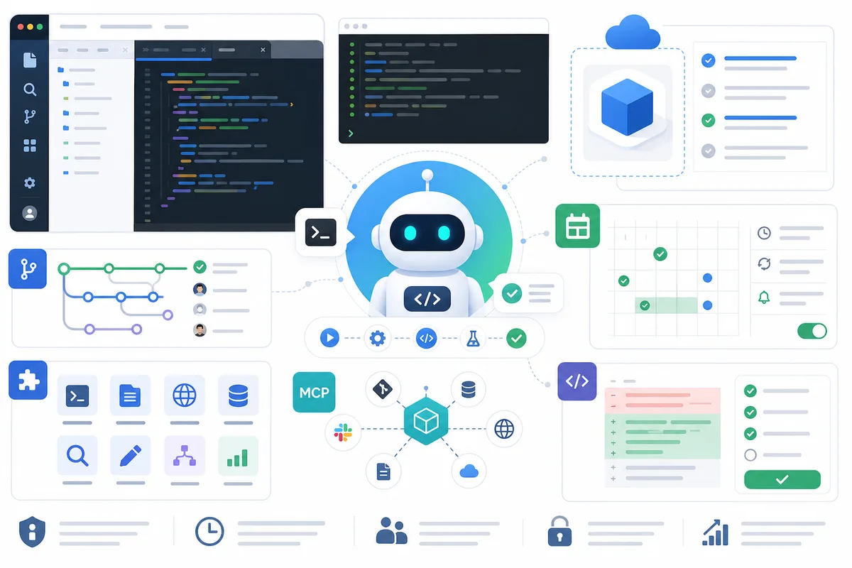 OpenAI Codexの機能一覧をターミナル、IDE、クラウドタスク、レビュー機能で表した画像